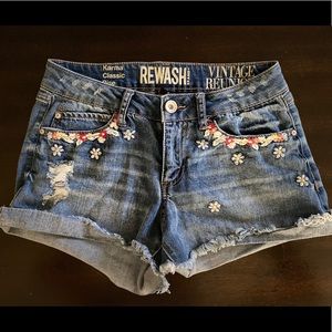 Embroidered jean shorts